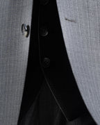 French Cuff Men's Grey Striped Double Buttoned 3-Piece Suit
