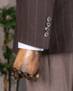 French Cuff Men's Brown Striped Double Breasted Blazer