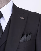 French Cuff Men's Stone Grey Single Buttoned 3-Piece Suit