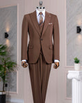 French Cuff Men's Light Brown Single Buttoned 3-Piece Suit