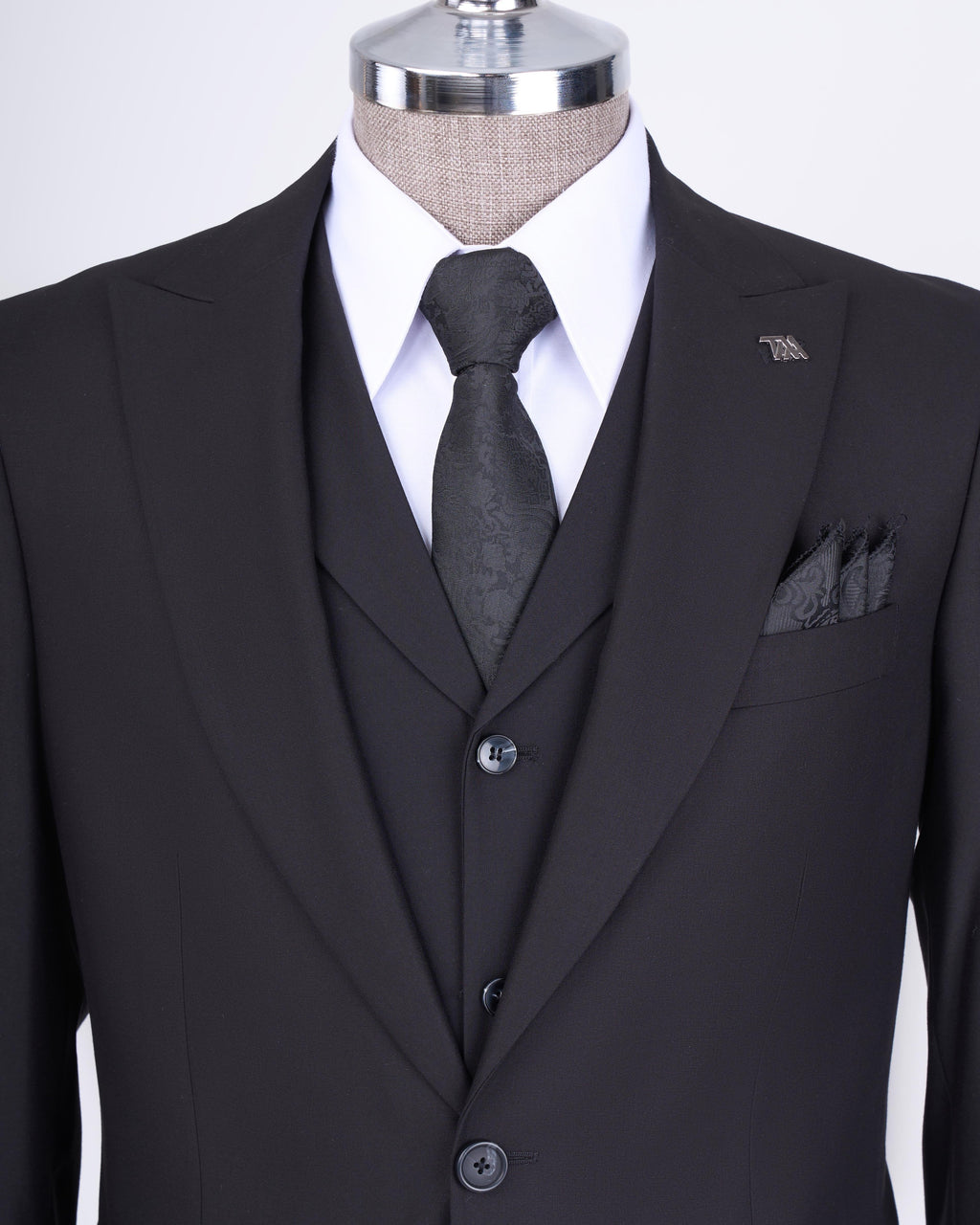French Cuff Men's Stone Grey Single Buttoned 3-Piece Suit