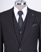 French Cuff Men's Stone Grey Single Buttoned 3-Piece Suit