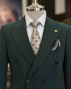 French Cuff Men's Bottle Green Double Breasted 2-Piece Suit (Limited Edition)