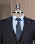 French Cuff Men’s Blue Double Buttoned 3-Piece Suit
