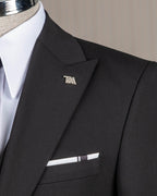 French Cuff Men's Black Single Buttoned 3-Piece Suit