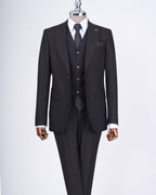French Cuff Men's Stone Grey Single Buttoned 3-Piece Suit