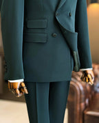 French Cuff Men's Bottle Green Double Breasted 2-Piece Suit (Limited Edition)