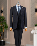 French Cuff Men’s Blue Double Buttoned 3-Piece Suit