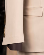 French Cuff Men's Beige Single Buttoned 3-Piece Suit